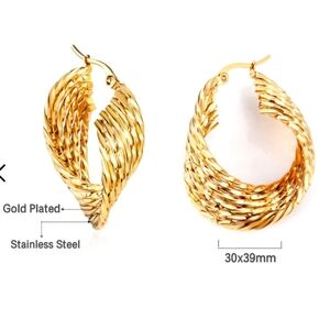 18k Gold‎ Plated Stainless Steel Hoop Earrings